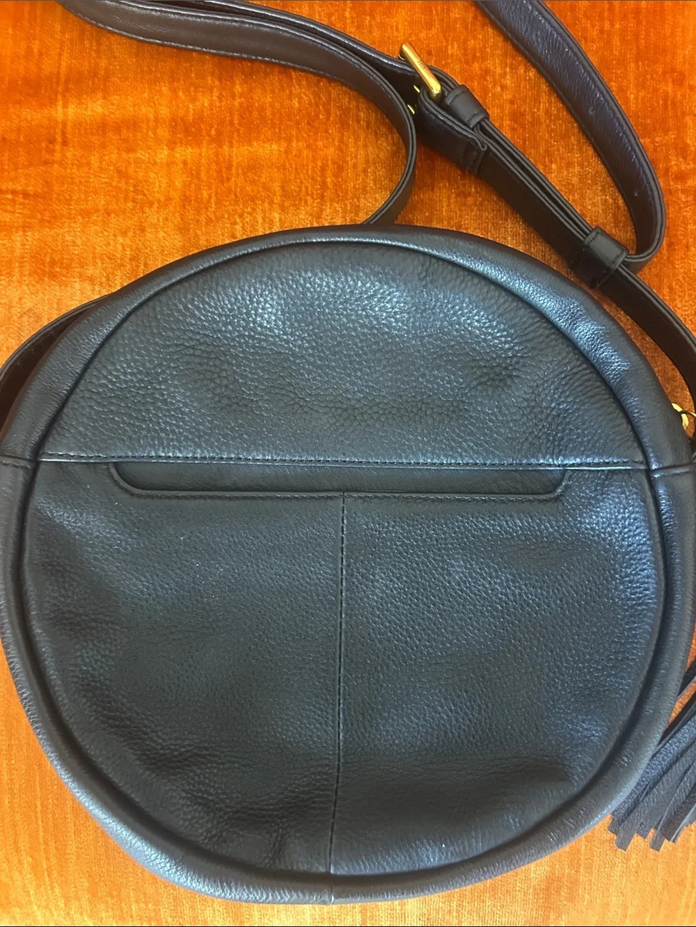HOBO Black Leather Round Crossbody Bag with Tassel - Picture 3 of 7